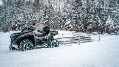 Holzschlitten Holzanhänger auf Ski